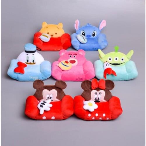 Disney Mickey Mouse Minne Donald Duck Lotso Strawberry Bear Sullivan Mike Sofa Shape Kawaii Soft Stuffed Plush Doll Kids Gift
