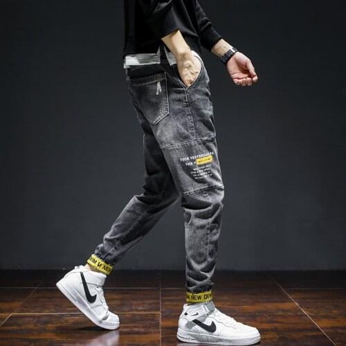 Denim Jeans mens loose 2021 Spring autumn teenagers student brand tooling pants Korean casual feet Harlan trousers men