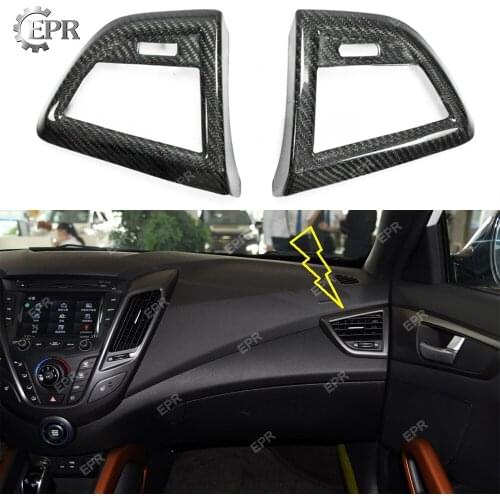 Carbon Interior For Hyundai Veloster Carbon Fiber Air Con Cover ( Stick On Type) Tuning Trim Accessories Body Kit For Veloster