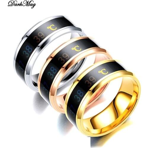 DarkMag Temperature Ring Titanium Steel Mood Emotion Intelligent Temperature Sensitive Ring for Women Men Waterproof Jewelry