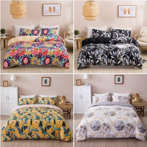3pcs Bedding Set Twin/Queen/King Duvet Cover Pillowcase Sets Geomtric Modern Fashion Plants Leaves Sunflowers Floral Bedding Set