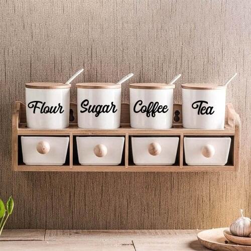 Creative Kitchen Vinyl Stickers Decor For Kitchen Seasoning Box Ceramic Mug Decoration Home Decor Removable waterproof Sticker