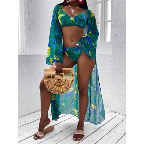 Bikini Swimsuit Swimwear Female new 2021 fission Europe wear three-piece printing female Bikini Set Bathing Suit SLFH10277