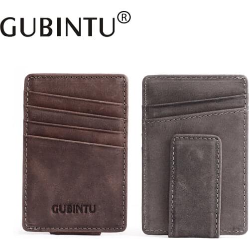 Genuine Leather Mini Slim Cash Women Men Holder Clamp for Money Clip I Male Female Wallet Purse with Card Bill Thin Coins Pocket