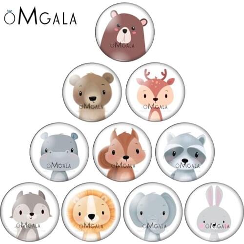 Cartoon Rabbit Bear Lion Squirrel Animals 10pcs 12mm/18mm/20mm/25mm Round photo glass cabochon demo flat back Making findings