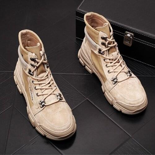 Autumn 2021 New Men Martin Shoes Ankle Boots Hip Hop High Tops Height Increasing Shoes Zapatillas Hombre Zapato Cowboy Boots