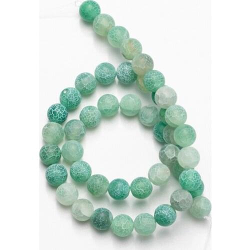 Natural Fire Dragon Veins Green Agates Beads Frost Cracked Dream Loose Stone Beads Necklace Bracelet Earrings Jewelry DIY 4-12mm