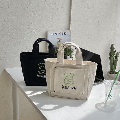 CGC 2021 New Casual Tote Bag Women Canvas Embroidery Shopper Shoulder Bag Vintage Simple Bag Female Korean Style Tote Handbag