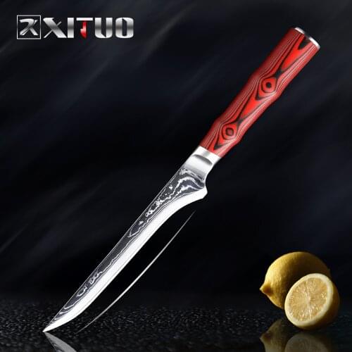 XITUO 67-layer Damascus Steel 6-Inch Boning Knife Sharp Kitchen Chef Knife Cleaver Professional Slice Fillet Knife Round Handle