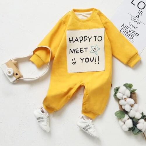 Baby Boy Girl Clothes Winter Warm Cotton Rompers For Newborn Kids Letter Print Jumpsuit Infant Casual Rompers