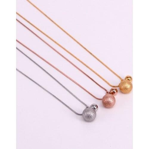 Famous Stainless Steel Geometric Cute Love Ball Bead shape Snake Chain Pendant Necklace Rose gold Color Women Party Xmas Gift
