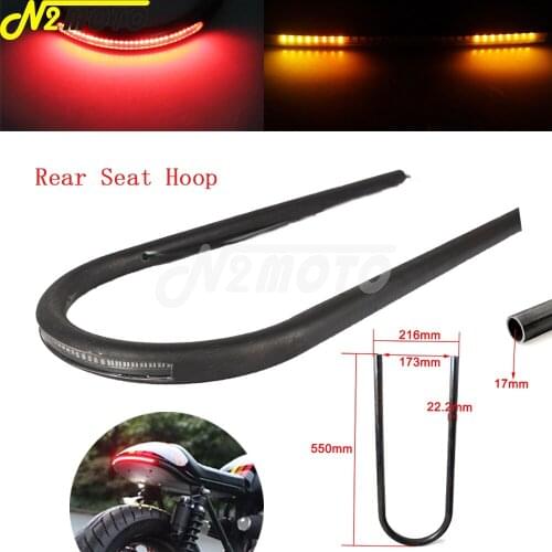 7/8" Tube Rear Seat Hoop Loop LED Tail Brake Turn Signal Light For Yamaha SR125 SR250 SR400 SR500 XJ550 XJ650 XS650 Cafe Racer