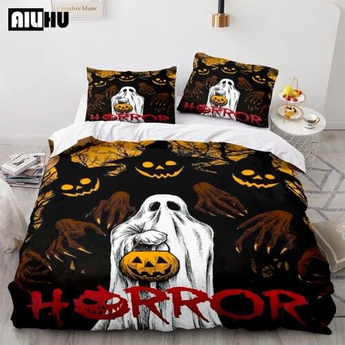 Halloween Christmas Series Bedding Set Single Double Queen King Size Pumpkin Duvet Cover Set For Home Children Adults Bedclothes
