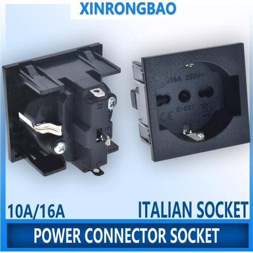 AC Power Socket Italian Type 10A/20A Type L Type C Power Outlet For European Italy For PDU Cabinet Wall Self-assembly 4.8/4.0mm