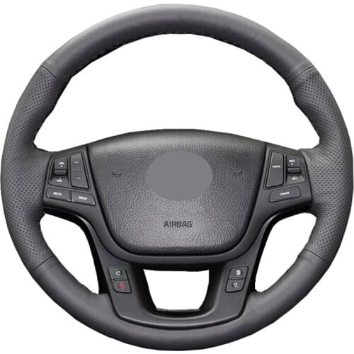 Hand Sewing Car Steering Wheel Cover Wrap Volant Leather Suede Wrap For Kia Sorento 2009-2014 K7 Cadenza 2011-2015 Car Protector