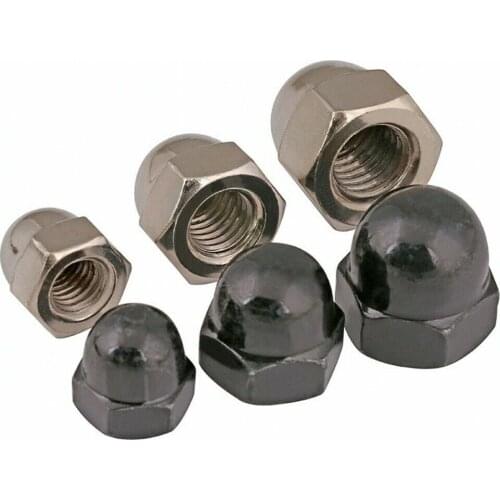 Hex Acorn Cap Nuts M3~M12 Carbon Steel Ni-plated/Black Zinc Plated Hexagon Cap Nuts Dome Cover Nuts Acorn Nuts