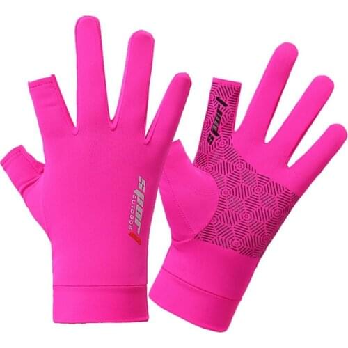Sports Fitness Gloves Ice Silk Gloves Two-Finger Non-Slip Riding Glof High-Elastic Ultraviolet Protection