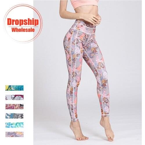Super Elastic Yoga Pants for Women High Waist Fitness Tights Gym Flower Leggings Sport Printed Tummy Control for Running Jogging