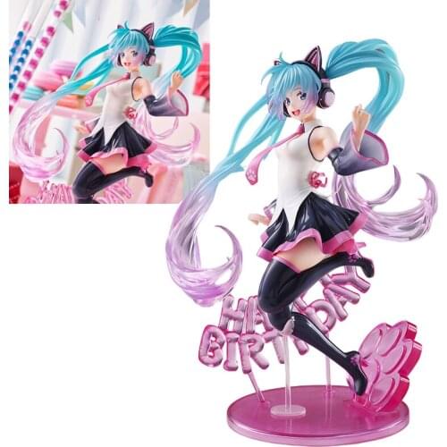 TAITO Anime Figure Hatsune MIKU Birthday 2021 Vocaloid Happy Cat Ears Artist 2021 23cm PVC Collectile Model Action Toys Gifts