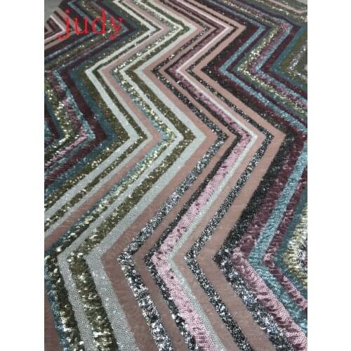 Stock 5yards/bag Embroidered cloth Mosaic patterns mixed with sequins of color for wedding dresses HY10