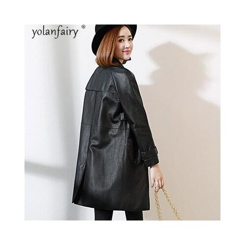 2020 Genuine Leather Jacket Women Autumn Winter Long Womens Sheepskin Coat Leather Trench Coat Female Jackets Korean ZD1892