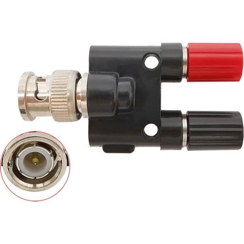 1Pcs BNC Male Plug to Dual 4mm Banana Female Jack Socket Binding Post RF Coax Coaxial Splitter Connector Adaptor 1M2F