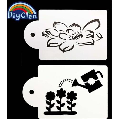 2 style Lotus patternl Plastic Cookie chocolate Flower Fondant stenceil for Decoration Cake face wall paint Big Watering pattern