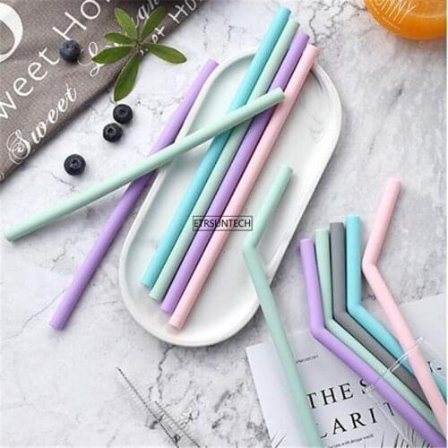200pcs Reusable Silicone Drinking Straws Long Flexible Drinking Foldable Straws Bent Drinking Straws Party Bar Accessory