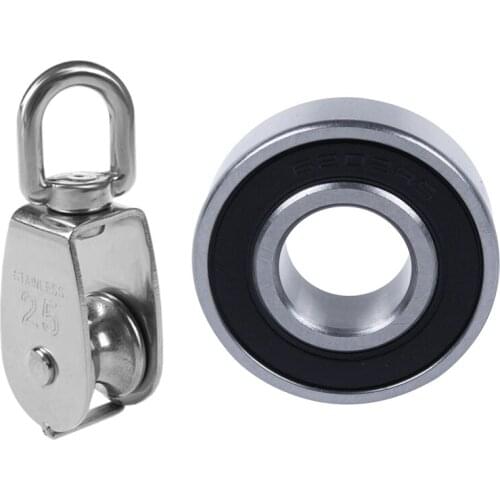 25mm Rotatable Stainless Steel Wire Rope Single Sheave Pulley Scooter with 1 x Ball Bearing 6202 2RS Groove Ball Bearing