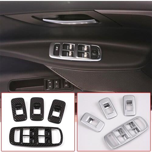 4pcs Auto Part Car Door Window Lift Switch Button Panel Cover Trim ABS Carbon fiber For Jaguar XE Interior Accessories Sticker