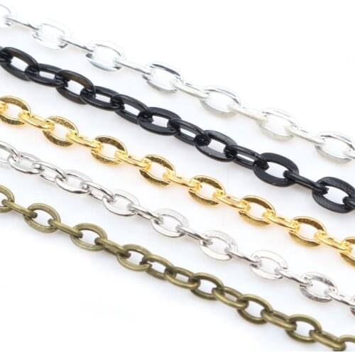 5 Meters/lot 3x2mm 4x3mm 5 Colors Plated Handmade Unwelded Iron Cable Chains DIY Jewelry Making Findings Accessories