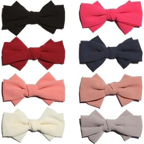 5PCS 15cm Newborn Big Soft Pearl Chiffon Hair Bows for Gilrs Hair Clips Handmade Layered Hairbows for Women Hair Accessories