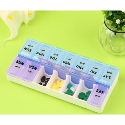 7 Days Pill Case Medicine Storage Tablet Pill Box With Clip Lids Medicine Organizer Pill Case Splitters Storage Dispenser Weekly