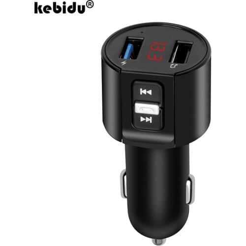 Kebidu Dual USB Car Charger Voltage Digital Display Fast Charging FM Transmitter Bluetooth 5.0 Car Kit Audio Aux Modulator