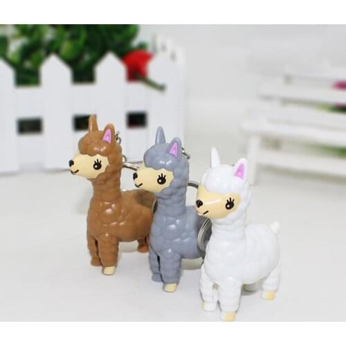 Lovely Alpaca LED Sound Keyring Key Chain Handbag Hanging Decor Kids Toy Gift