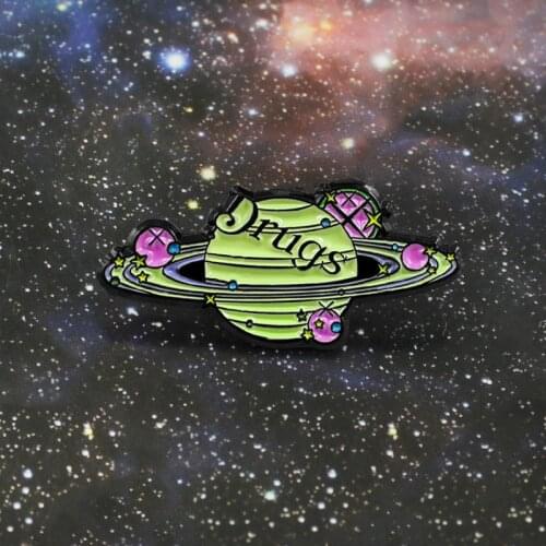 Planetary trajectory Earth Brooch Space Cosmic DRxGS Mystery Creation Power Jogging Enamel Pin Denim Leather Badge Friends Gifts