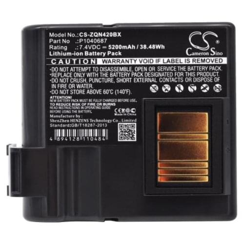 Cameron sino 5200mah battery for ZEBRA QLN420 ZQ630 BTRY-MPP-68MA1-01 P1040687 P1050667-016 Printer Battery