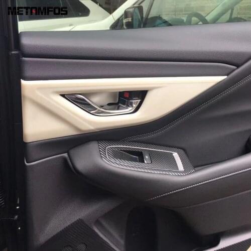 For Subaru Outback 2020 2021 2022 Carbon Fiber Inside Door Handle Bowl Cover Trim Deccoration Sticker Accessories Car Styling