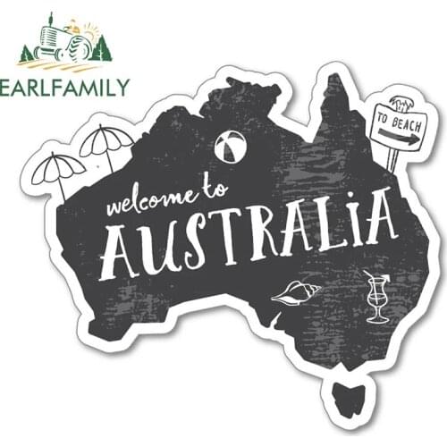 EARLFAMILY 13cm x 11.4cm for Australia Map Car Sticker Decal DIY Motorcycle Stickers Waterproof Scratch-proof Window Decoration