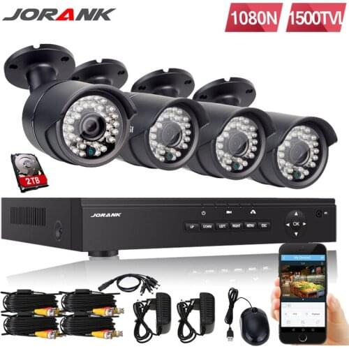 JORANK HD 8CH 1080N 720P CCTV System HDMI AHD DVR 4PCS 1500TVL IR Outdoor Night Vision Security Camera Video Surveillance Kit