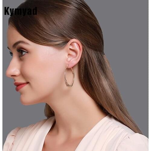 Kymyad 40mm Classic Exquisite Hoop Earrings For Women Circle Hoop Earrings Brincos Simple Party Round Loop Earrings for Women
