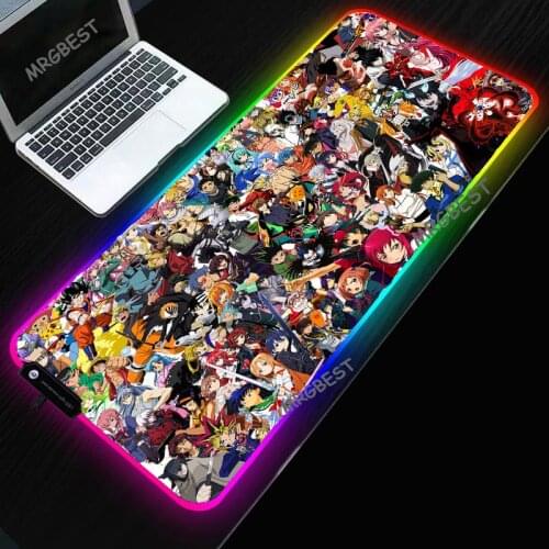 Anime characters big party mice pad LED RGB colorful 3 model 1.8m USB cable thickness 3mm/4mm with sewn edges mousepads