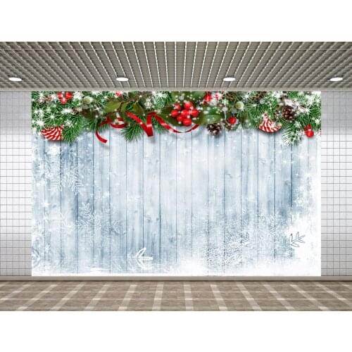 Lyavshi Christmas wreath with snowy wooden board and candy background party Christmas photography background photo studio props
