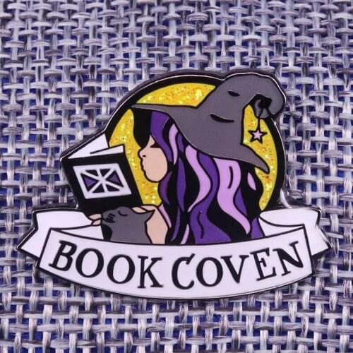 Cute Book Coven Witch enamel pin Metal Hat Lapel Brooch jewelry Tv Movie Cartoon Show pin