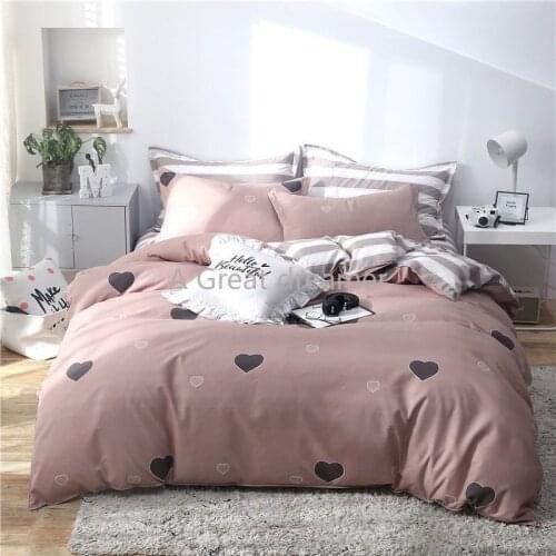 Fashion Tropical Leaf Plaids Geometric Comforter Bedding Set 4pcs Bed Cover Set Cute Duvet Cover Bed Sheets And Pillowcases