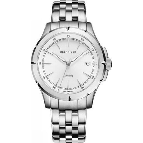 Men automatic wrist watch,mens wristwatch Reef Tiger luxury waterproof mechanical watches relogio masculino steel strap RGA819