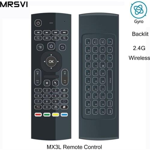 MX3L 2.4GHZAir Mouse Keyboard Remote Controller Wireless Gaming Mouse With LED Backlit 3 Gsensor Sensor For Android TV Box IPTV
