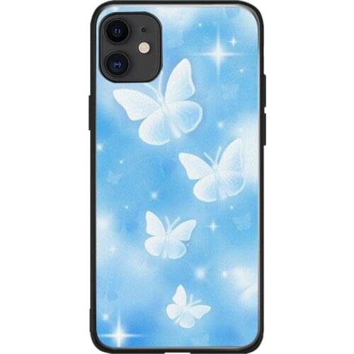 Soft Silicone phone cover cases for iphone 6 6S 7 8 Plus X Xs XR 11 12 MINI Pro Max 5 5S SE 2020 TPU Butterfly Sky