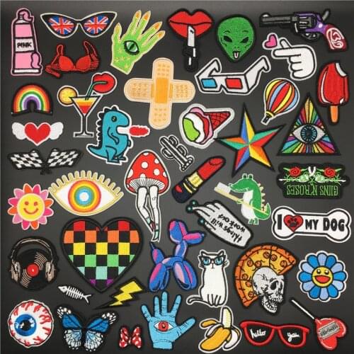 Baloon Dog Heart Badges Clothes Embroidery Patch Diy Decorative Applique Iron On Patches for Clothing T-shirt Sewing Stripe