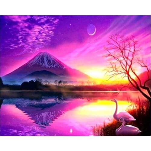 New Arrivals 5D DIY Full Round/Square Diamond Painting Sunset 3D Embroidery Cross Stitch Rhinestone Mosaic Home Decor Art Yc990